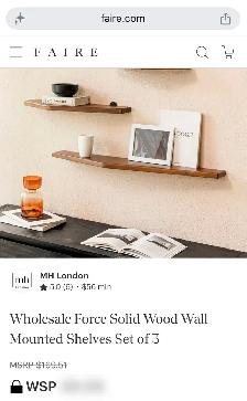 Force Solid Mango Wood Wall Shelf Set - Photo 9