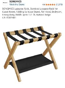 SONGMICS Bamboo Luggage Rack with Lower Storage Shelf - Photo 8