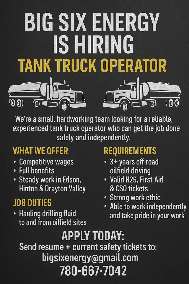 HIRING EXPERIENCED TANK TRUCK OPERATOR
