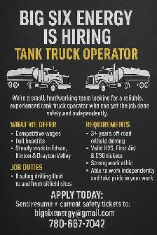 HIRING EXPERIENCED TANK TRUCK OPERATOR