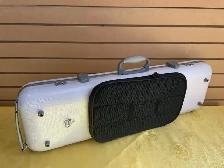 4/4 White Carbon Fiber Violin Case with Hygrometer Side Pocket - Photo 4