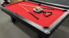 I deliver & set up. Billiard Table with Red Felt and Accessories