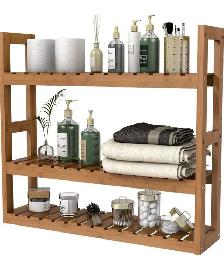 Domax 3-Tier Adjustable Bamboo Wall Shelf