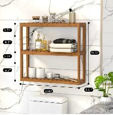 Domax 3-Tier Adjustable Bamboo Wall Shelf - Photo 3