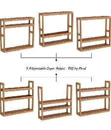 Domax 3-Tier Adjustable Bamboo Wall Shelf - Photo 6