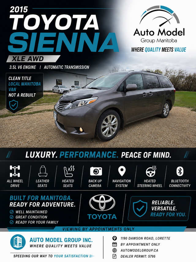 2015 Toyota Sienna XLE AWD /POWER SLIDING DOORS/NAV/LOCAL/GREAT