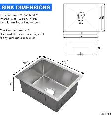 23" Undermount Stainless Steel Kitchen Sink - Photo 2