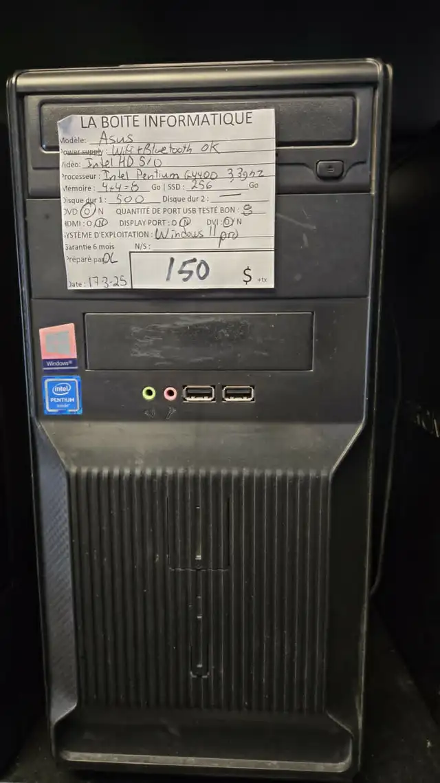 ASUS Tour – Pentium G4400 | 8Go RAM | SSD 256Go   HDD 500Go