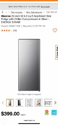 NEW 20" Hisense 6.3 Cu.Ft Large Compact Fridge (Stainless Steel) - Photo 9