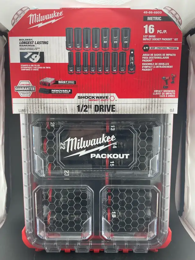 MILWAUKEE 16PC METRIC 1/2" DRIVE IMPACT PACKOUT KIT 49-66-