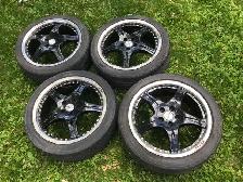 4x Momo FXL ONE "5-Spoke Star" Black Polished 17" mags (5x100mm) - Photo 9