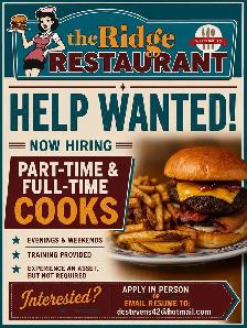 Cook Wanted at The Ridge Restaurant