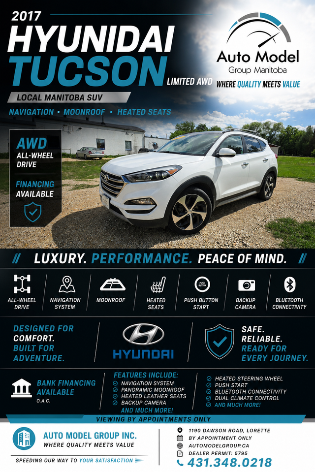 2017 Hyundai Tucson Limited AWD /NAV/MOONROOF/HEATED SEATS/
