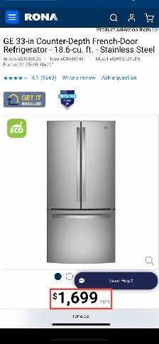 NEW 33" GE Counter Depth Fridge -Water & Ice Dispenser Stainless - Photo 9