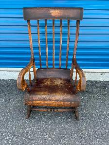 Old Solid Wood Rocking Chair - Photo 7