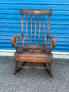 Old Solid Wood Rocking Chair - Photo 8