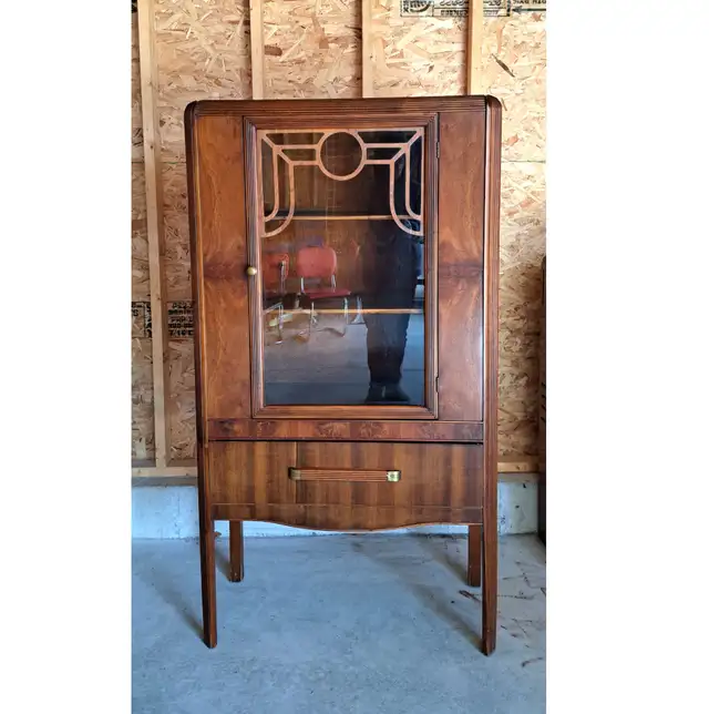 VINTAGE ART DECO CURIO ENGLISH DISPLAY CABINET #2
