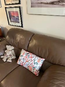 3 piece Leather Set, Swivel Recliner, Ottoman and Loveseat - Photo 2