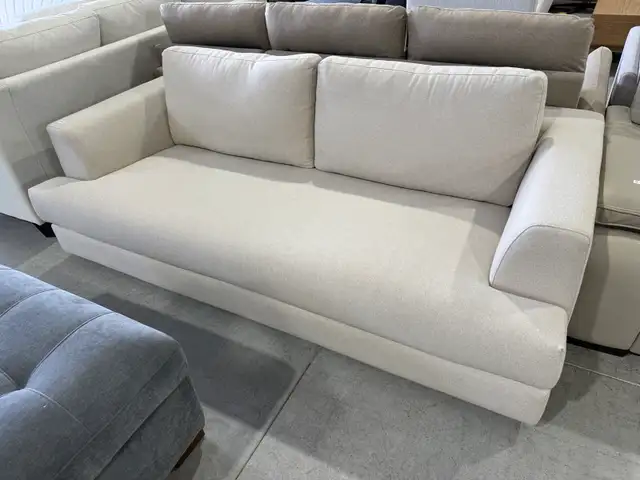Fabric bench sofa in grey or beige