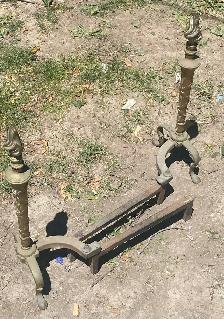 Vintage Brass Andirons   / fireplace dogs,