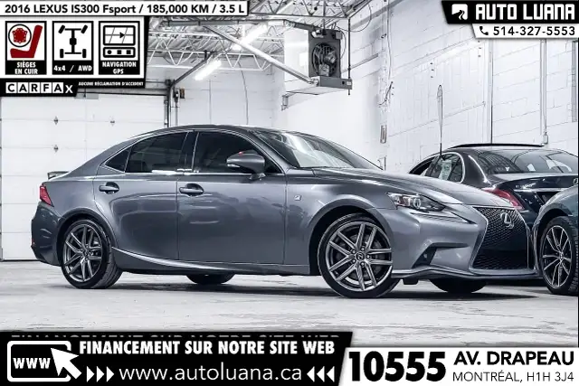2016 LEXUS IS 300 Fsport INT. ROUGE/SIEGE VENTILE/NAVI/CAM/MAGS