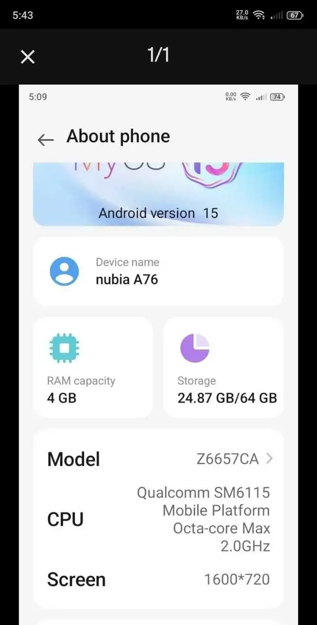 ZTE Nubia A76 screen replacement