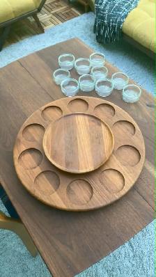 Mid century TEAK TECK. Plateau tournante Lazy Susan / Ensemble s - Photo 4