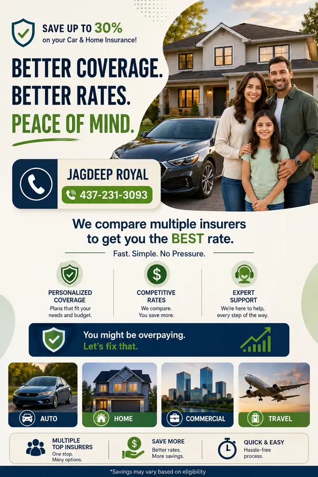 Insurance for Auto (Car)/Home/Commercial/Travel and much more.