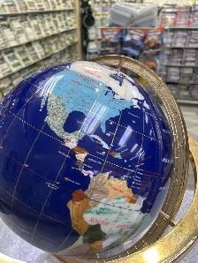 World Globe 15" Gemstone Inlaid On Brads Stand - Photo 2