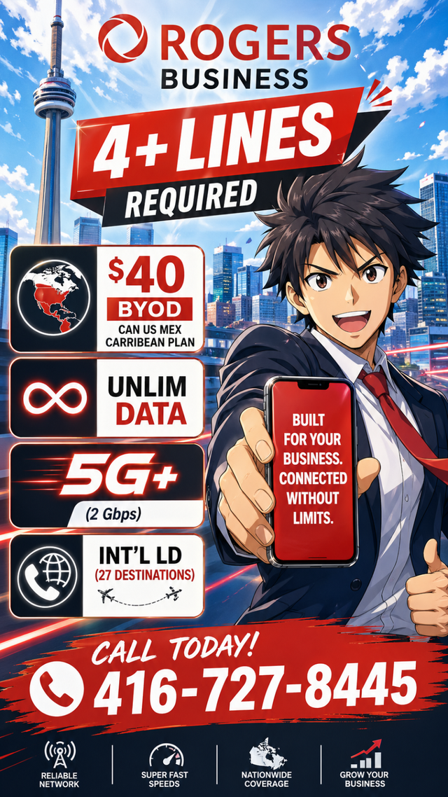 Rogers 4  lines Promo  $40 Unlim Data CAN US MEX CARRIBEAN PLAN