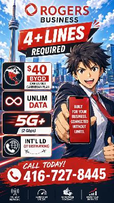 Rogers 4  lines Promo  $40 Unlim Data CAN US MEX CARRIBEAN PLAN