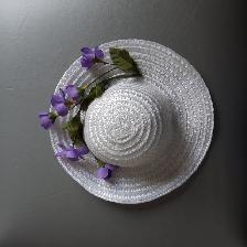 CHAPEAU NEUF BLANC À 6 FLEURS MAUVES 14'TOUR TETE FILLETTE $5.00 - Photo 2