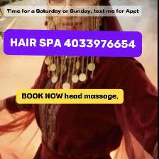 hair treatment or hair massage