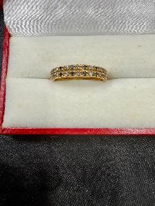 Women's 14K Gold Ring with Diamonds and Sapphires~Size 9