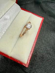 Women's 14K Rose Gold Ring with Cubic Zirconia~Size 7