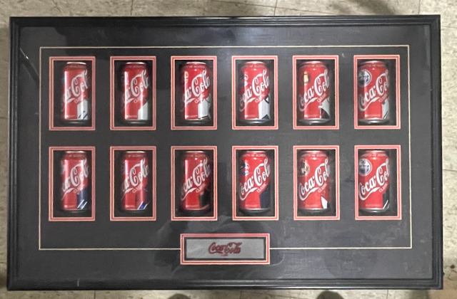 Framed Coca-Cola Classic Commemorative Cans