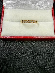 Women's 14K Gold Eternity Band with Diamonds~Size 8