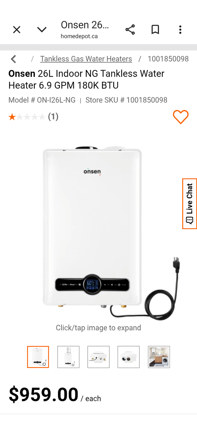 INDOOR TANKLESS WATER HEATER (26L)