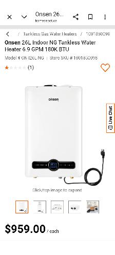 INDOOR TANKLESS WATER HEATER (26L)