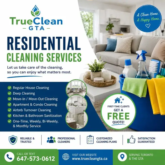 TrueClean GTA Residential Cleaning Services