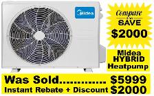 Midea DLCURAH HYBRID Heat Pump with installation $3999