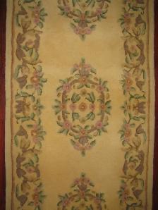 Triple Medallion Floral Wool Rug Runner - Hand Made - Photo 3