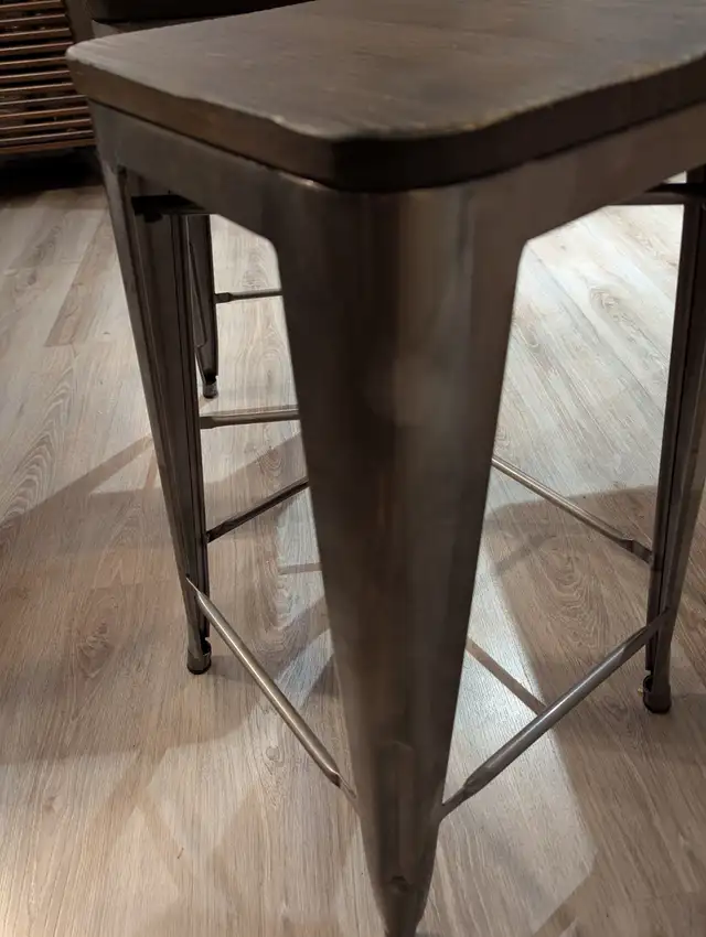 Set of 2 - Industrial Chic Metal and Wood Counter Stools