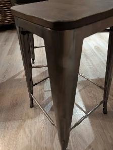 Set of 2 - Industrial Chic Metal and Wood Counter Stools