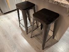 Set of 2 - Industrial Chic Metal and Wood Counter Stools - Photo 3