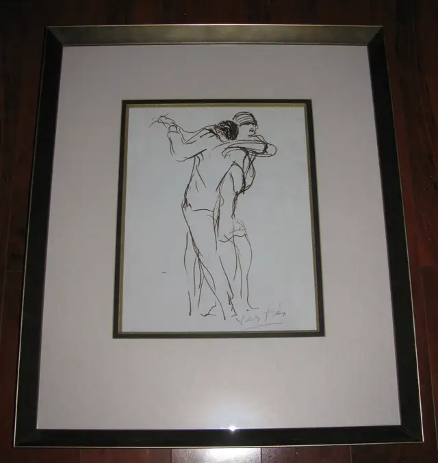 Framed print entitled 'Dancers' by artist Marcel Vertès