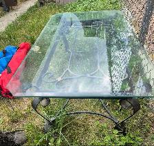 Vintage Wrought Iron & Glass Coffee Table – 48'x26'x16'