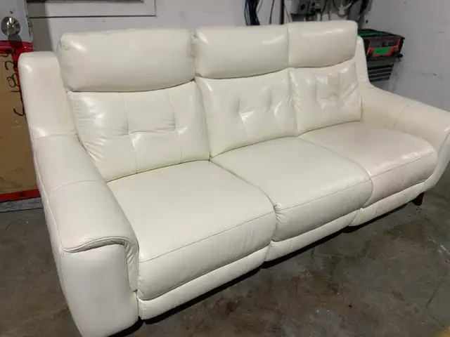 Top grain leather power reclining sofa