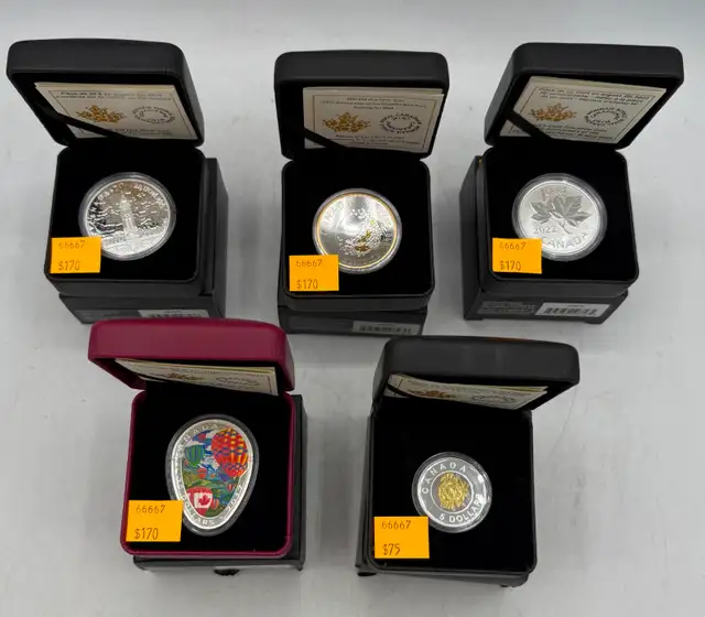 Variety of Canadian .999 Fine Silver Coins  x5 Available