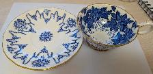 Coalport Teacup & Saucer – Blue & White Floral with Gold Trim - Photo 2